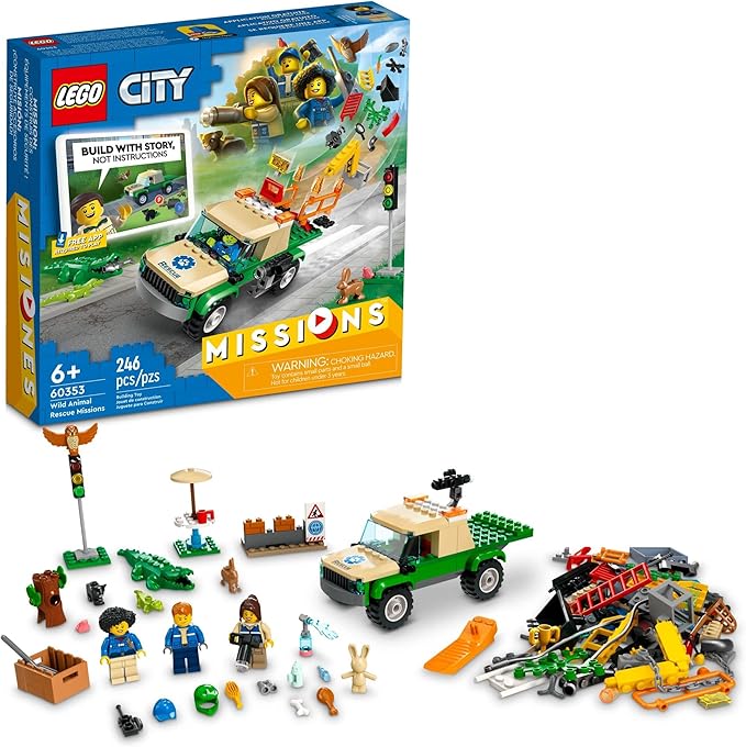 LEGO City Wild Animal Rescue Missions 60353 Interactive Digital Building Toy Set for Kids Boys and Girls Ages 6+ (246 Pieces)