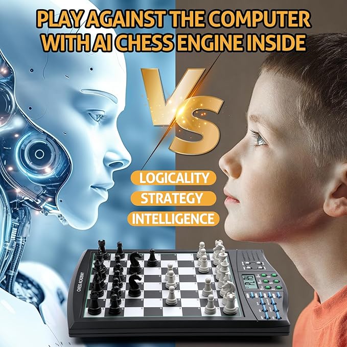 Talking Chess Academy with Voice Teaching System Electronic Chess Set with Strong Magnetic Pieces Electronic Chess Board with Rating ELO 2000 Smart Chess Board Great for Brain Training