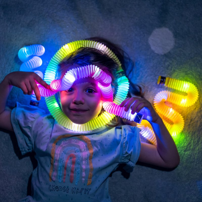nutty toys Light Up Pop Tubes - Sensory Toys - Glow Sticks for Kids, Fine Motor Skills Toddler Fidget, Top ADHD & Autism Essentials 2026, Unique Gifts Idea, Best Boy & Girl Easter Basket Stuffers