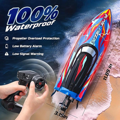 DEERC Fast RC Boat for Pool &amp Lake 20+MPH 40+ Mins Self Righting Remote Control Racing Speed Boat for Kids 2.4Ghz Summer Water Toy Gift
