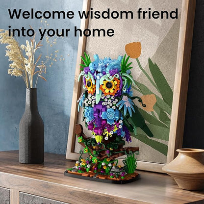 JOJO&ampPeach Floral Owl Toy Building Sets for Girls MOC Flower &amp Animal Collectible Home Decor and Office Art Christmas Birthday Gifts Toys for Women Adults and Teens Age 8 10 12 14+ (1193 Pie