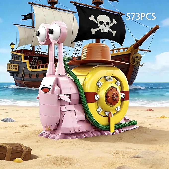 Snail Figure Building Blocks Set - 573 Piece One Pink Creative Anime Phone Bug Japanese Manga Toy for Decor Birthday Gifts for Fans