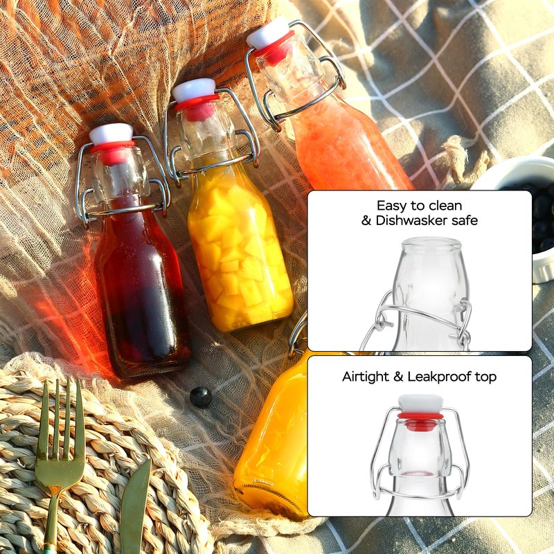 ZEBEIYU Beer Bottle,Swing Top Glass Kombucha Bottles with Stoppers for Brewing,Beverages,Smoothies,Kefir,Soda,Juicing,Kombucha,Oil,Water,Milk,Vinegar(32 oz 4 Pack+4 oz 12 pack)