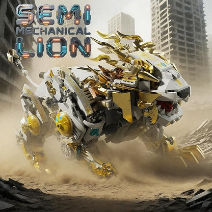 Mechanical Lion Building Block Toy Set Futuristic Mechanical Beast Model with Movable Parts &amp Gears Premium Mechanical Building Kit with Display Stand Ideal Gift for Boys &amp Adults