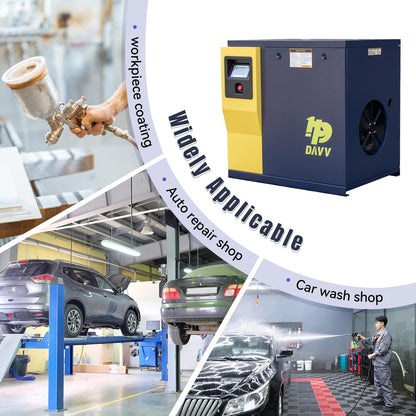 HPDAVV DV-10A Rotary Screw Air Compressor 230V/3Ph 7.5KW 10HP 125PSI 35CFM Heavy Duty Air Compressed System for Small Machining & Fabrication Workshops, Automotive