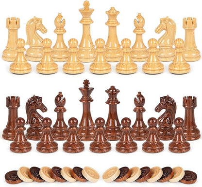 3 in 1 Magnetic Chess Set &amp Checkers Backgammon Board Game Set 15 Wooden Folding Chess Board Tournament Portable Travel Chess Set Beginner Chess Board Game for Adults &amp Kids