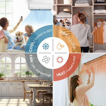 YITAHOME 12000 BTU Mini Split Air Conditioner Heat Pump System, 20 SEER2 115V WiFi Enabled Inverter Ductless AC Cool Up to 750 Sq. Ft with Installation Kit, Pre-Charged Condenser, 1 Ton