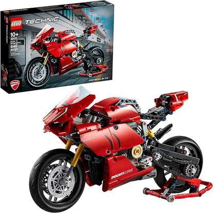 LEGO Technic Ducati Panigale V4 R Motorcycle 42107 Building Set - Collectible Superbike Display Model Kit with Gearbox and Working Suspension Fun for Adults and Motorcycle Enthusiasts