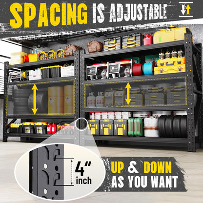 4 Tier Storage Shelves,Heavy Duty Garage Racks Shelving,7000LBS Metal Storage Shelves,Adjustable Utility Rack Shelf for Basement,Warehouse,Pantry,Factory,Garage Shelving (S-（48" W x 24" D x 70" H）)