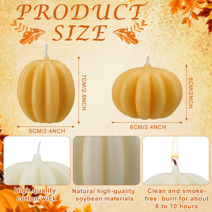 MTLEE 6 Pieces Fall Pumpkin Shaped Candles Thanksgiving Scented Tealight Candles Home Decor Handmade Thanksgiving Gifts for Bedroom Bathroom Party (Orange, White, Pumpkin)