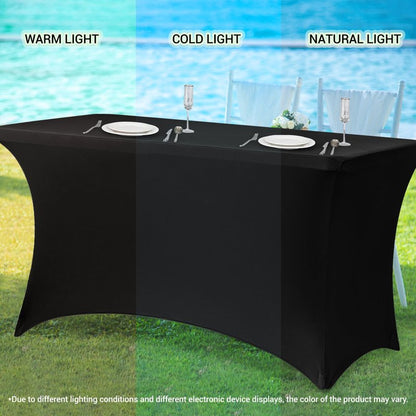 Obstal 8ft Stretch Spandex Table Cover for Standard Folding Tables - Universal Rectangular Fitted Tablecloth Protector for Party （Light Blue, 96 Length x 30 Width x 30 Height Inches）