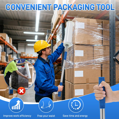 6-Pack Heavy Duty Stretch Film Dispenser Pole Holder - 48 Inch Extra Long Handle for Pallet Wrapping - Fits 12" to 24" Rolls with 2" to 3" Core - Industrial Grade Stretch Wrap