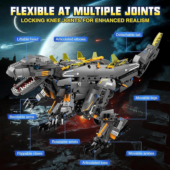 Dinasour Toys for Kids Building Set 935 PCS App &amp Remote Control Robotics Kit 5-in-1 Tyrannosaurus/Triceratop/Crocodile/Robot/Monster STEM Toys for Boys Girls Age 6 7 8 9 10 11 12+ Year Old