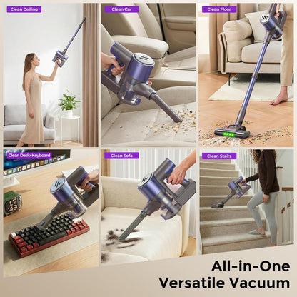 MBTTODF Cordless Vacuum Cleaner,Vacuum Cleaner for Home with Brushless Motor,Lightweight Stick Vacuum with Self-Standing and Touch Screen,Hardwood Floor Vacuum for Pet Hair,Carpets,Tile(Sky Blue)