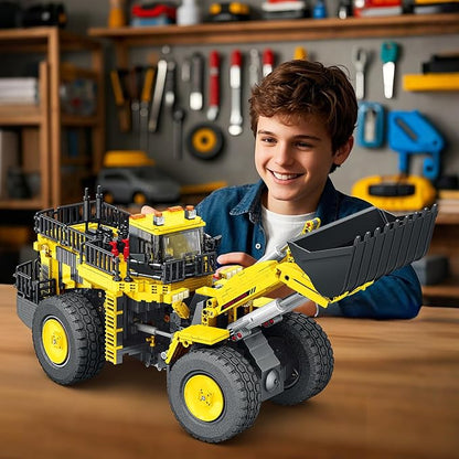 Reobrix Bulldozer Building Blocks Set 22009 Engineering Vehicle Model Kit for Adults Remote Control Excavator Toy with 4-Wheel Drive Gifts for Adults Ages 14+ 1876 Pieces