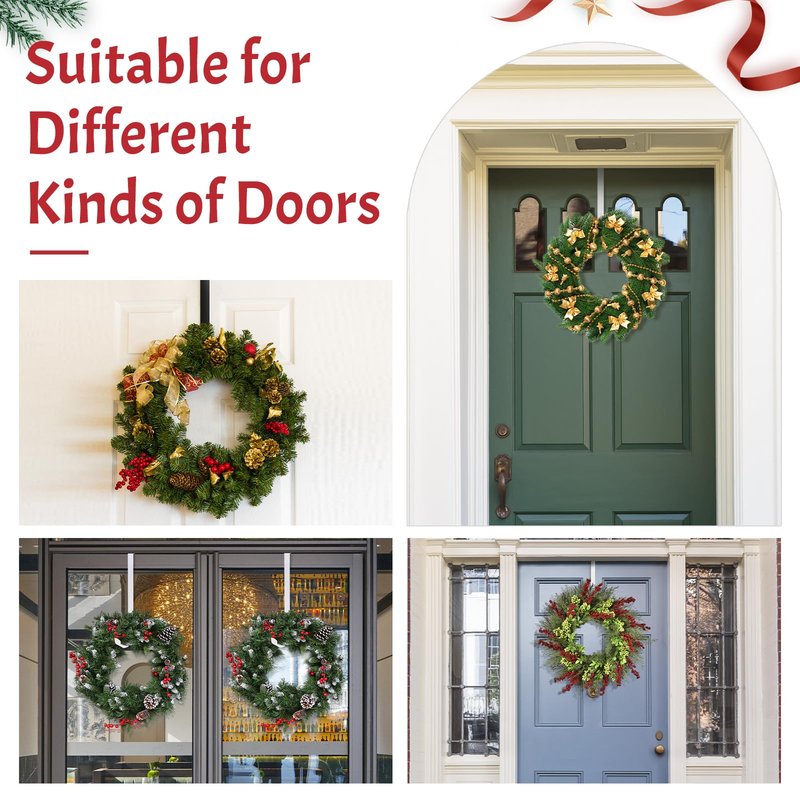 ZningEsxi 12 in Wreath Hanger for Front Door Black Wreath Hangers Over The Door Hanger Hook Wreaths Holder Christmas Halloween Easter Wreaths Hook Decorations Indoor Outdoor Narrow