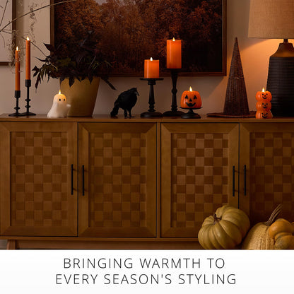 Luminara Flickering Flameless LED Candle, Battery Operated with Timer Function, Russet Orange Pillar 3 x 6.5 Inch, Real Wax Unscented Fall Home Indoor Decor, Remote Ready (Sold Separately), Melted Top