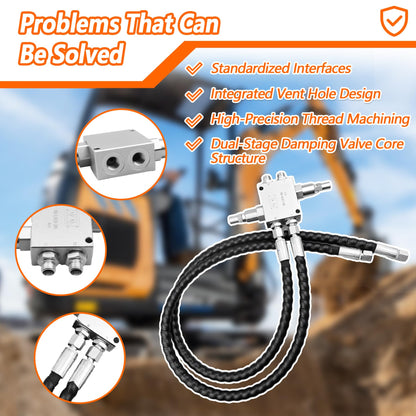 Mini Excavator Cushion Valve Kit Fit for Machine with 1/4” Hydraulic Hoses Complete for Swivel Motor Assembled