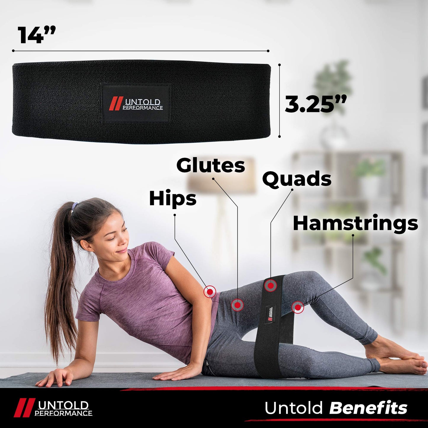Untold Performance Heavy Resistance Bands - Hip Bands for Working Out, Premium Exercise Bands Resistance, Durable Resistance Bands for Strength, Flexibility & Glute Workouts (Black - Heavy, 1)