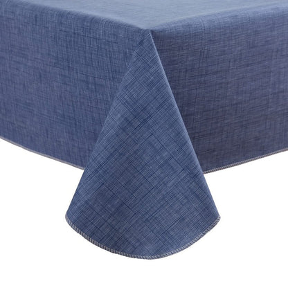 Pioggia Vinyl Tablecloth with Flannel Backing Rectangle Waterproof Oil-Proof Plastic Table Cloth Wipeable PVC Table Cover for Indoor and Outdoor (Blue, 60 x 84 Inch)