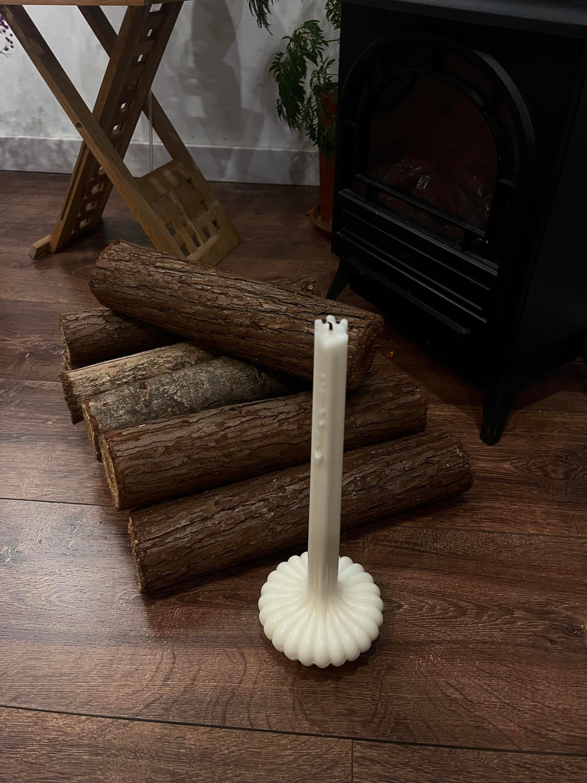 Hyznengu Pumpkin Base Candle - Tall Handmade Scented Soy Wax Pillar Vase Candle with Elegant Aesthetic， Housewarming Gift, Shelf & Coffee Table Centerpiece, White (Large)