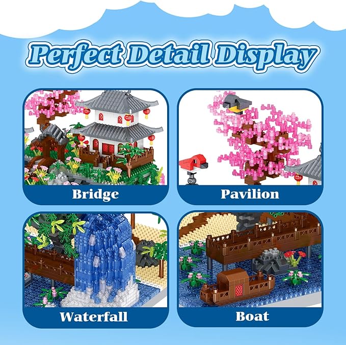 Cherry Blossom Tree Building Set Chinese Architecture Blocks Japanese Sakura House Set Bonsai Kit Sets for Adults Gift Kids Age 12+(3220 Pieces) (PBS001)