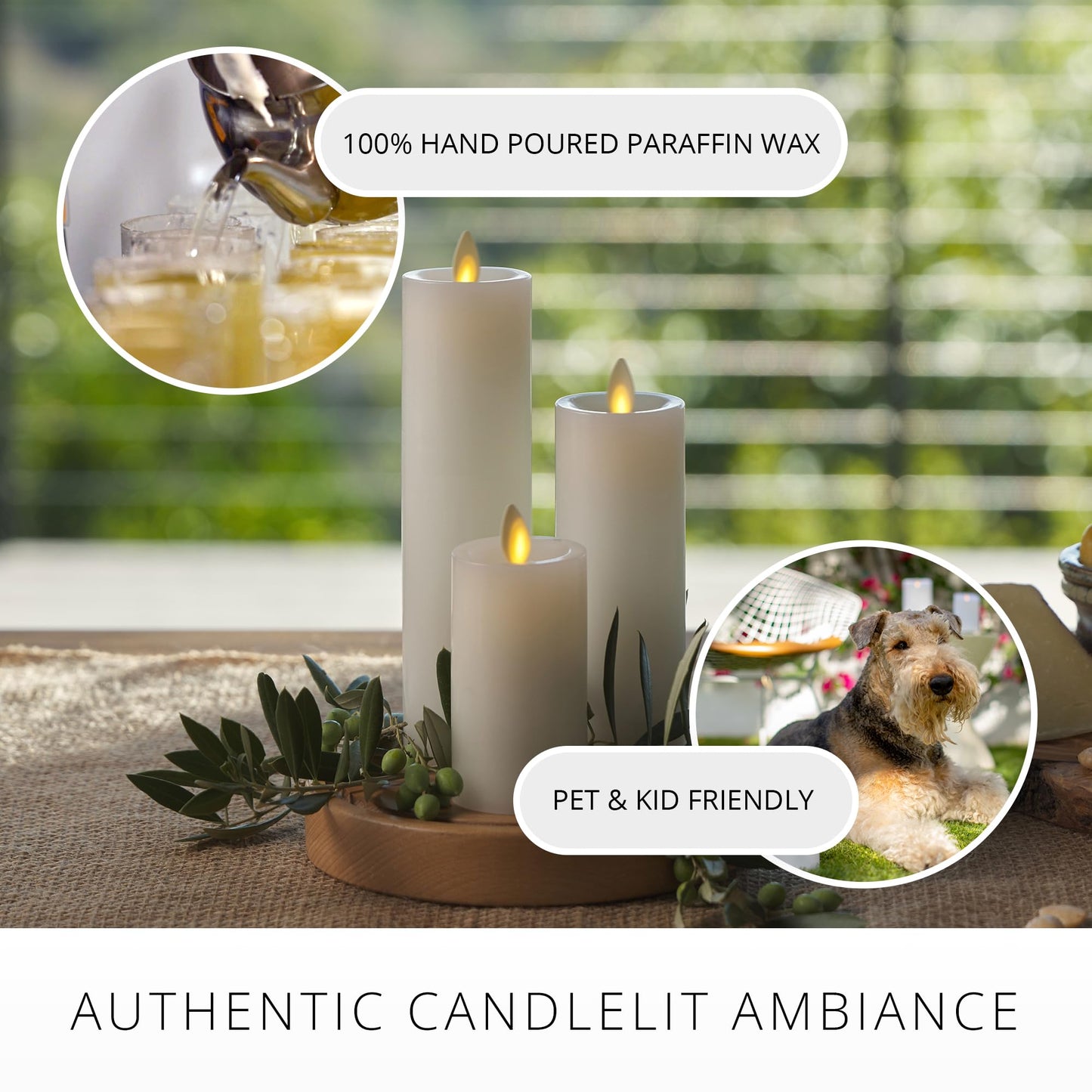 Luminara Classic Slim Flameless LED Candle, White 2" x 4.25", Battery Operated Moving Flame Pillar w/Timer, Safe Realistic Wax Candle, Home Decor