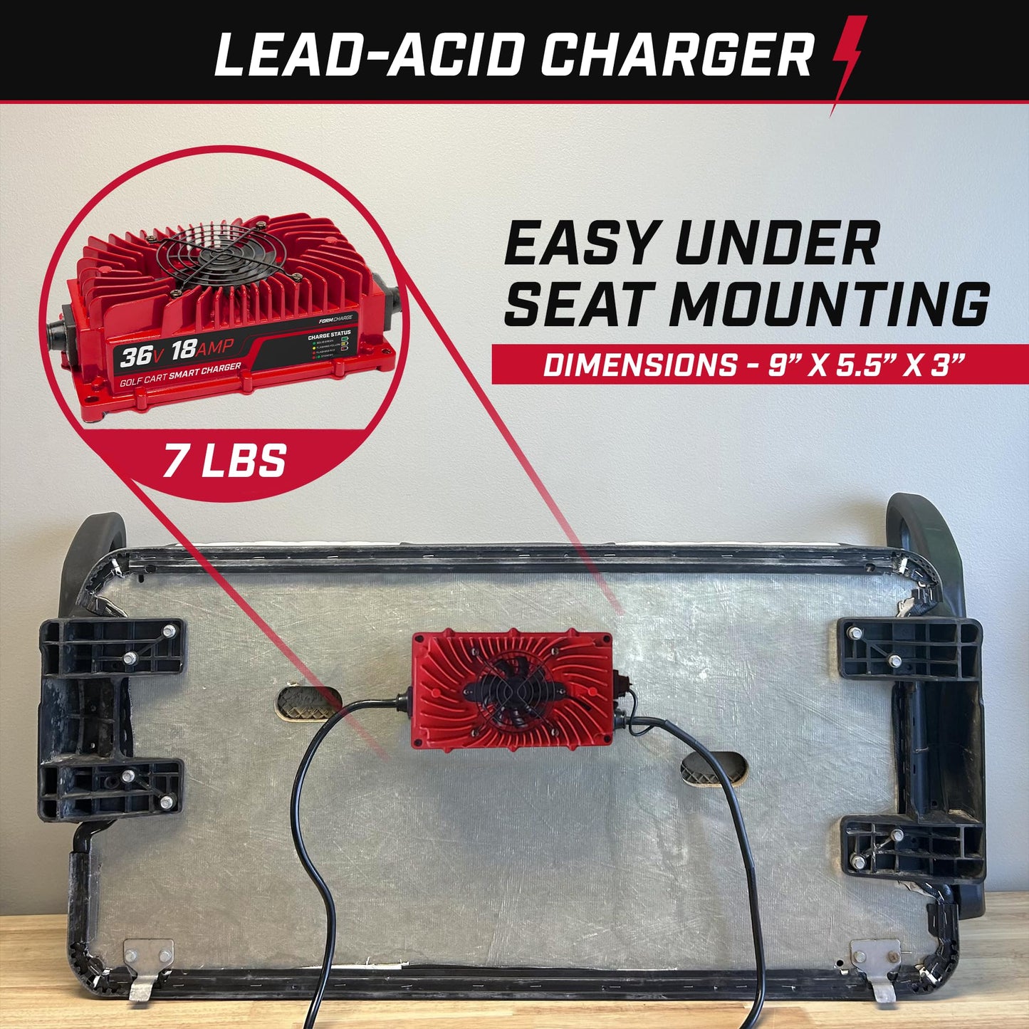 FORM 36 Volt Onboard Golf Cart Battery Charger - 36V 18AMP Lead Acid Battery Charger