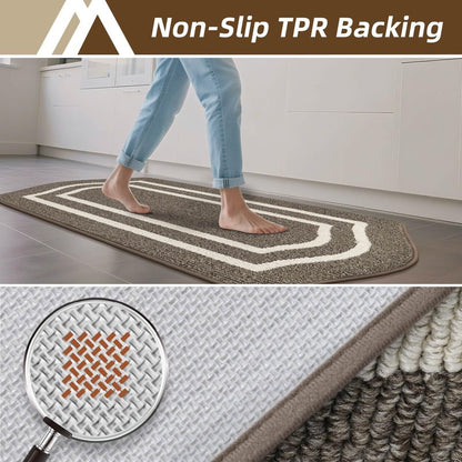 COSY HOMEER Long Kitchen Floor Mats for in Front of Sink Super Absorbent Kitchen Rugs and Mats 24"x59" Non-Skid Kitchen Mat Standing Mat Washable,Polypropylene,Brown,Frame