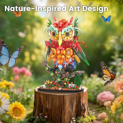 JOJO&ampPeach Flower Owl Animal Building Toys for Adults &amp Teens A Floral Bird Model Kit for The Home Decor &amp Office Display Botanical Collection Birthday Gift for Women Girls Aged 10+ (130