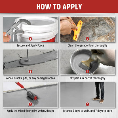5 Gallon Professional Floor Paint (Slate Gray,800-1000 sq.ft)) - Acrylic Concrete Coating for Garages & Basements | Single Component Formula | Scratch Resistant & Low VOC | Non-toxic |Dirt-proof |Ready-to-Use