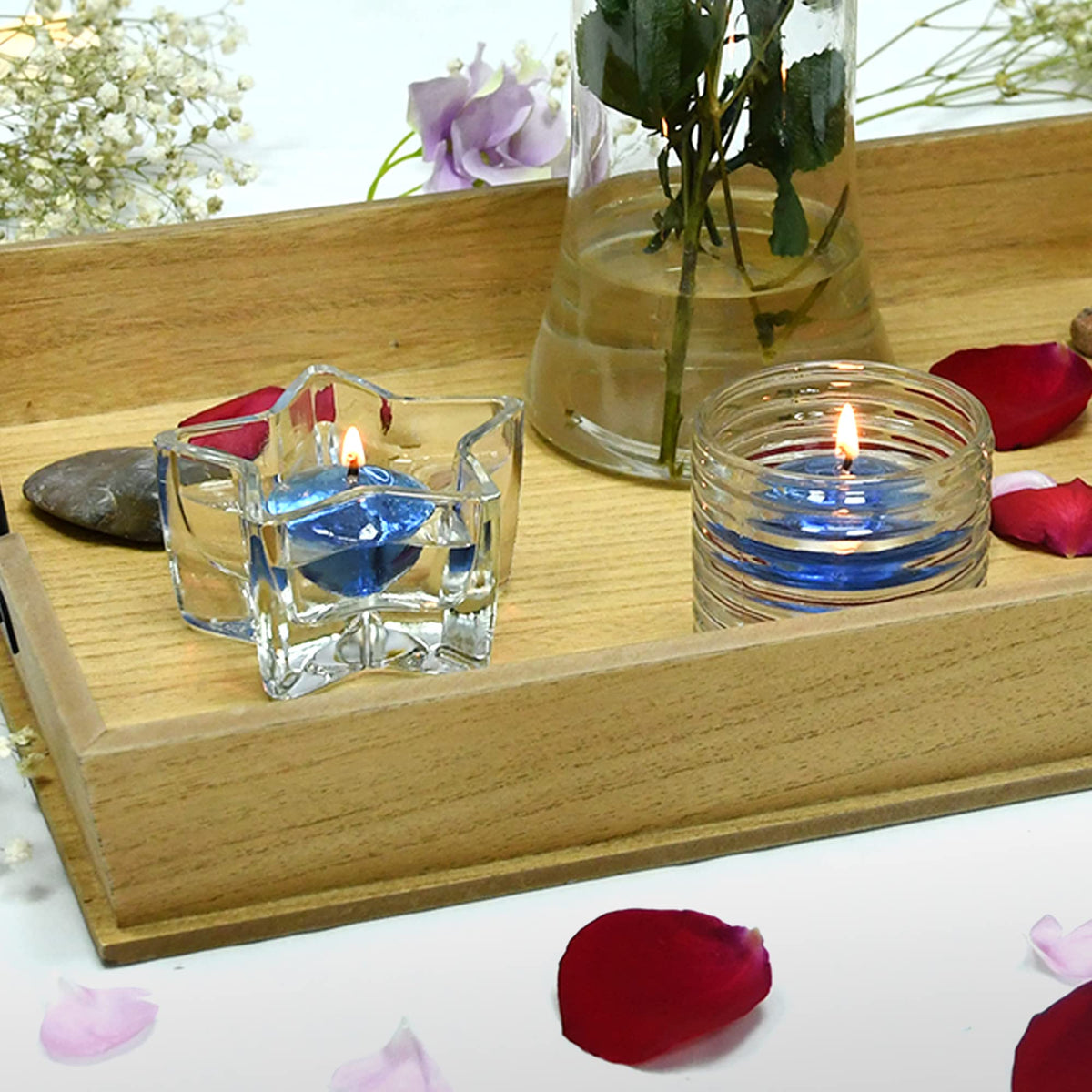 Zest Candle 12-Piece Floating Candles, 1.75-Inch, Clear Blue Gel