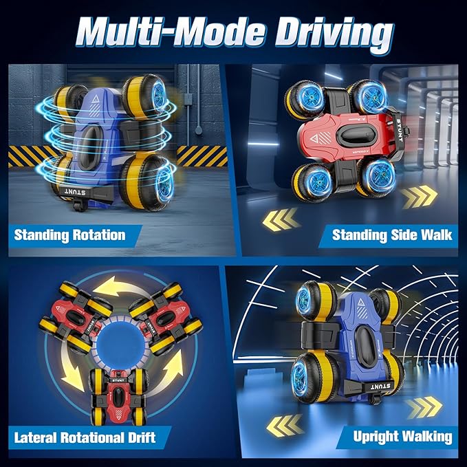 High Speed Drift Remote Control Stunt Deformation Car Birthday Gifts for Boys and Girls 4-16 Years Old (Red and Yellow)