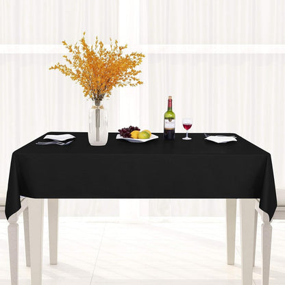 sancua 100% Waterproof Rectangle PVC Tablecloth - 70 x 90 Inch - Oil Proof Spill Proof Vinyl Table Cloth, Wipe Clean Table Cover for Dining Tables, Buffet Parties and Camping, Black