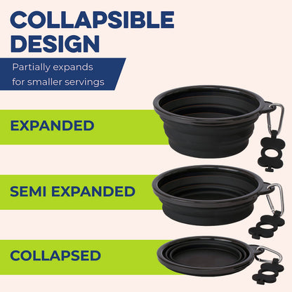 Bonza X-Large Collapsible Dog Bowl, 1500 ML Reinforced Rim, with Carabiner - Dog Travel Bowl - Portable, Collapsible - Hiking, Car, Traveling
