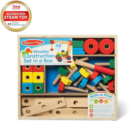 Melissa &amp Doug Wooden Construction Building Set in a Box (48 pcs)