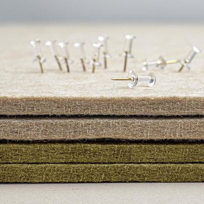 Large Bulletin Board - 48 x 36 Inches, Decorative Felt Pin Board for Wall - 4' x 3' Foldable Photo Display Board with Self-Adhesive Tape, Includes 20 Push Pins - Olive