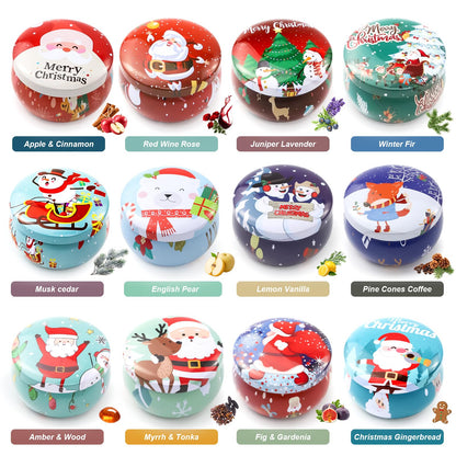 Christmas Scented Candle Gift 12 Pack, Christmas Candles for Home Scented, 100% Natural Soy Wax Long Lasting Jar Aromatherapy Candle Gifts for Mother's Day