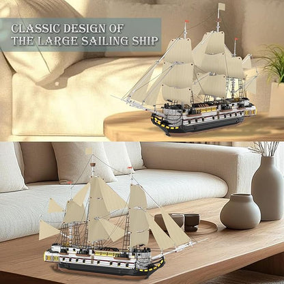 Reobrix Large Sailing Ship Model Building Blocks Kit Sailing Boat Model Construction Set Pirate Ship &amp Historical Collectible Toy Home Decor Birthday Gifts for Adult Collectors Enthusiasts 3555