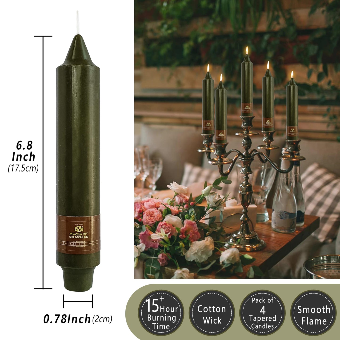 Taper Candle Odorless Candlesticks 7 INCH Short Candle Sticks Unscented Candles Smokeless Candles for Dinner Home Décor Weddings Festive Seasons Holiday