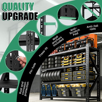 VIYET 4-Tier Heavy Duty Garage Shelving,Industrial Shelving for Maximum Capacity,Garage Storage Racks Heavy Duty Steel Shelves,Ultra-Wide Metal Rack for 3‑Car Garages,Warehouses
