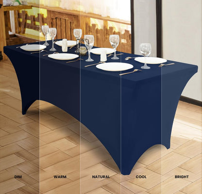 Utopia Kitchen Spandex Tablecloth 2 Pack [4FT, Navy Blue] Tight, Fitted, Washable and Wrinkle Resistant Stretch Table Cloth Rectangle Cover for Trade Show, Weddings & Parties [48Lx30Wx30H Inch]