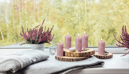 BOLSIUS 4 Pack Ash Rose Rustic Pillar Candles - 2 X 4 Inches - Premium European Quality - Includes Natural Plant-Based Wax - Unscented Dripless Smokeless 30 Hour Party Décor and Wedding Candles