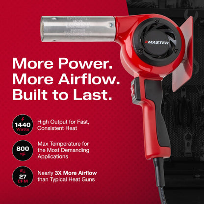 Master Appliance HG-301D Industrial Heat Gun, Quick Change Plug-In Heating Element, 800° F, 120V, 1440W, 12 Amps, Engineered In USA