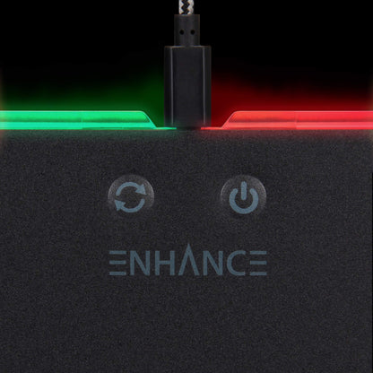 ENHANCE LED Gaming Mouse Pad RGB - Hard Mouse Pad with 7 Light Up Modes and Brightness Controls - Large Surface (13.75 x 9.8 in) with Glowing Lights and Rubber Non-Slip Grip for Desktop Gamers