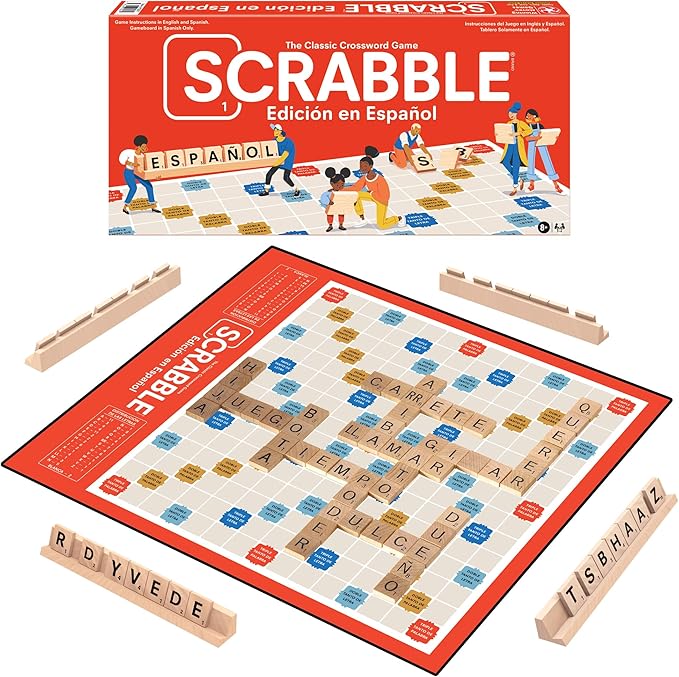 Winning Moves Scrabble Edicion En Espanol/Spanish Scrabble Games USA World's Most Famous Word Game Designed for The Spanish Language for 2-4 Players Ages 8+