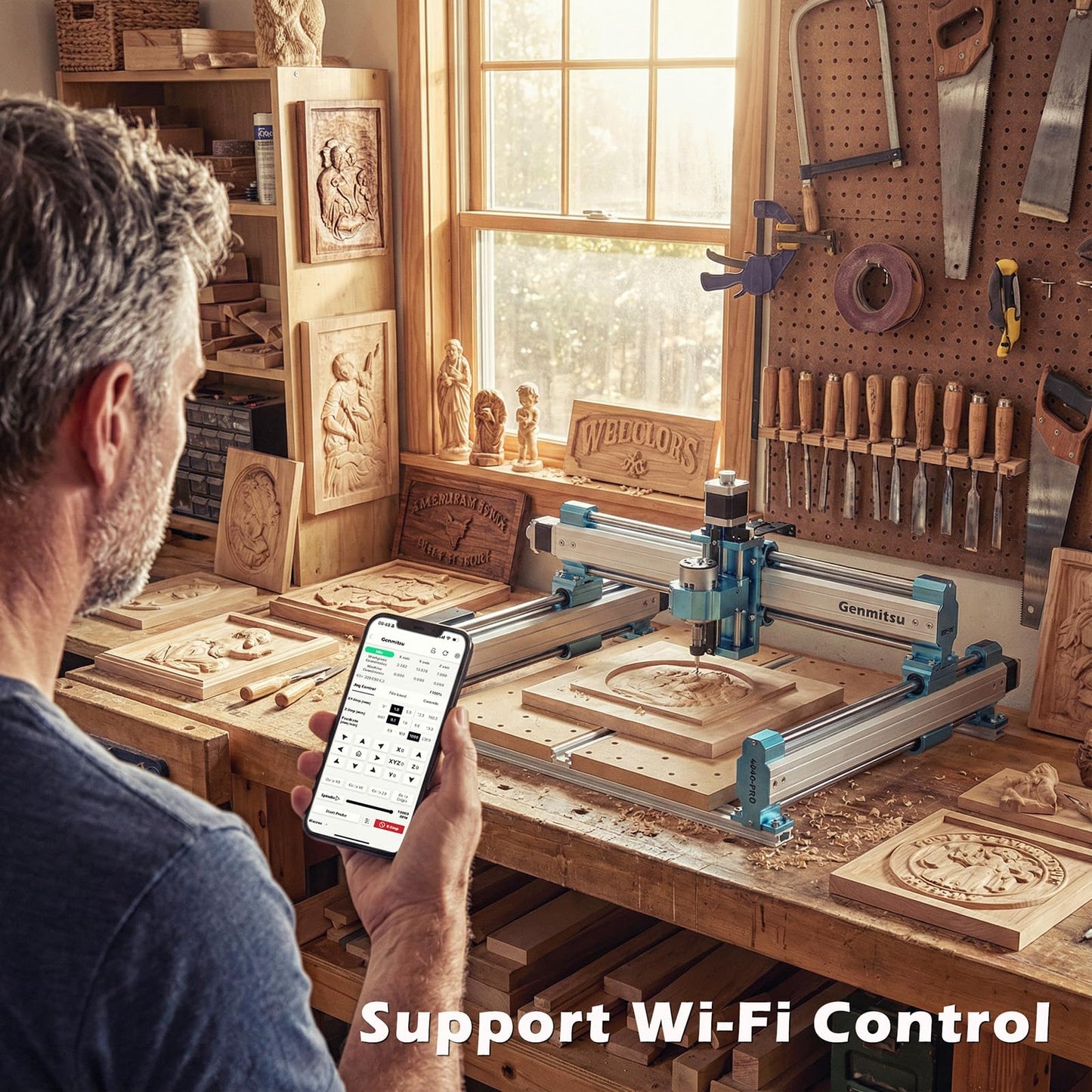 Genmitsu CNC Router Machine 4040-PRO for Metal Acrylic Cutting Milling, GRBL Control, Lead Screw Driven, 3 Axis Engraving, Working Area 15.7” x 15.7” x 3.1”