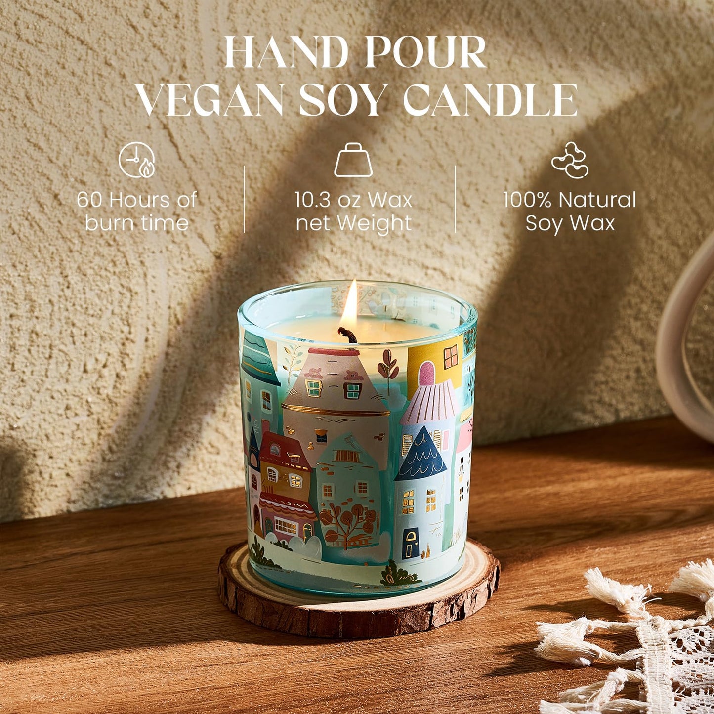 M&SENSE New York City Scent Soy Wax Aesthetic Candle - 10.2 oz | Natural Fragrance for Home& Book Candles | for Housewarming, Hostess Gifts&Home Deor,Thank You Gifts