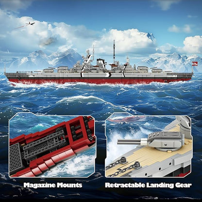NUTCRACKER Bismarck Battleship Building Block Set 29 Inch German WWII Classic Warship Building Toys (2081 Pcs) MOC Military Theme Boat Model Kit for Adult &amp Teen 14+ Gift for Military Fan
