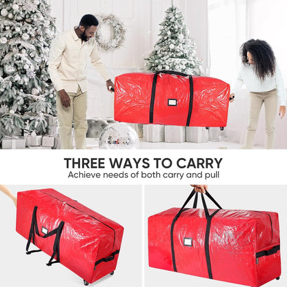 BALEINE 7.5 ft Heavy-Duty Christmas Tree Storage Bag - Extra Large with 2 Swivel Wheels & Reinforced Handles | Green